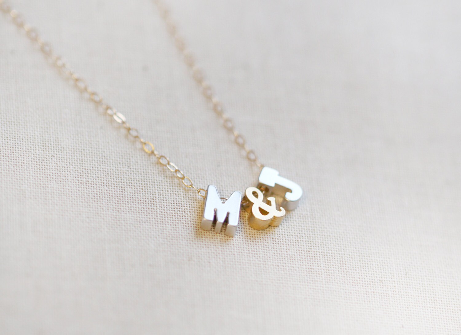 Two Letter Necklace Tiny Silver Initial Necklace by amandadeer