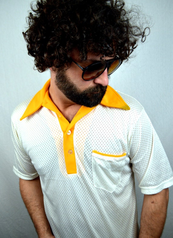 Vintage 80s Mesh Collared Jersey Tee Shirt