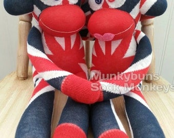 Union Jack Sock Monkey Doll - Large