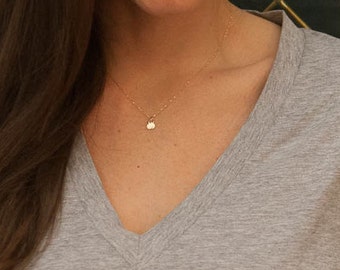 Tiny Initial Necklace - Solid 14K Gold Initial Necklace - Minimalist Jewelry - Dainty Delicate Small Simple Necklace Gold Mom Push Present