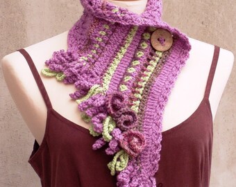 Boho neckwarmer, fairy neckwarmer, Pink neckwarmer, Pink scarf, crochet scarf, freeform crochet, fiber art scarf, feminine, boho fashion