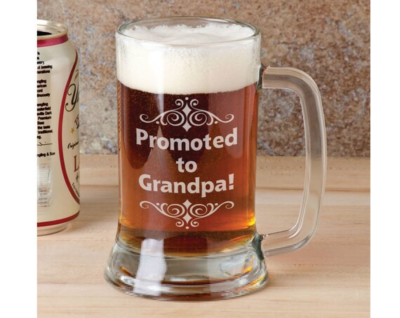 Download Promoted to GRANDPA PAPA PEPE Beer Mug 16 Oz Engraved