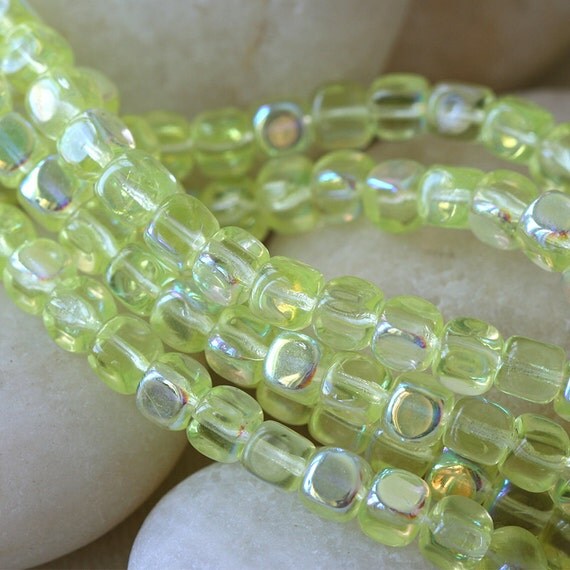 Czech Glass Cube Bead Jewelry Making Supplies by funkyprettybeads