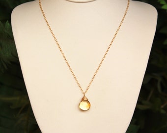 Citrine Necklace, Citrine Pendant, November Birthstone, Yellow Gemstone, Layering Necklace, Delicate, Dainty, Minimalist Necklace, Layered