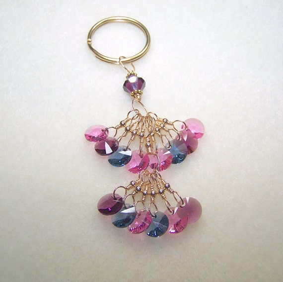 Crystal Keychains for Women Pink and Purple Beaded by BikerBlingCa