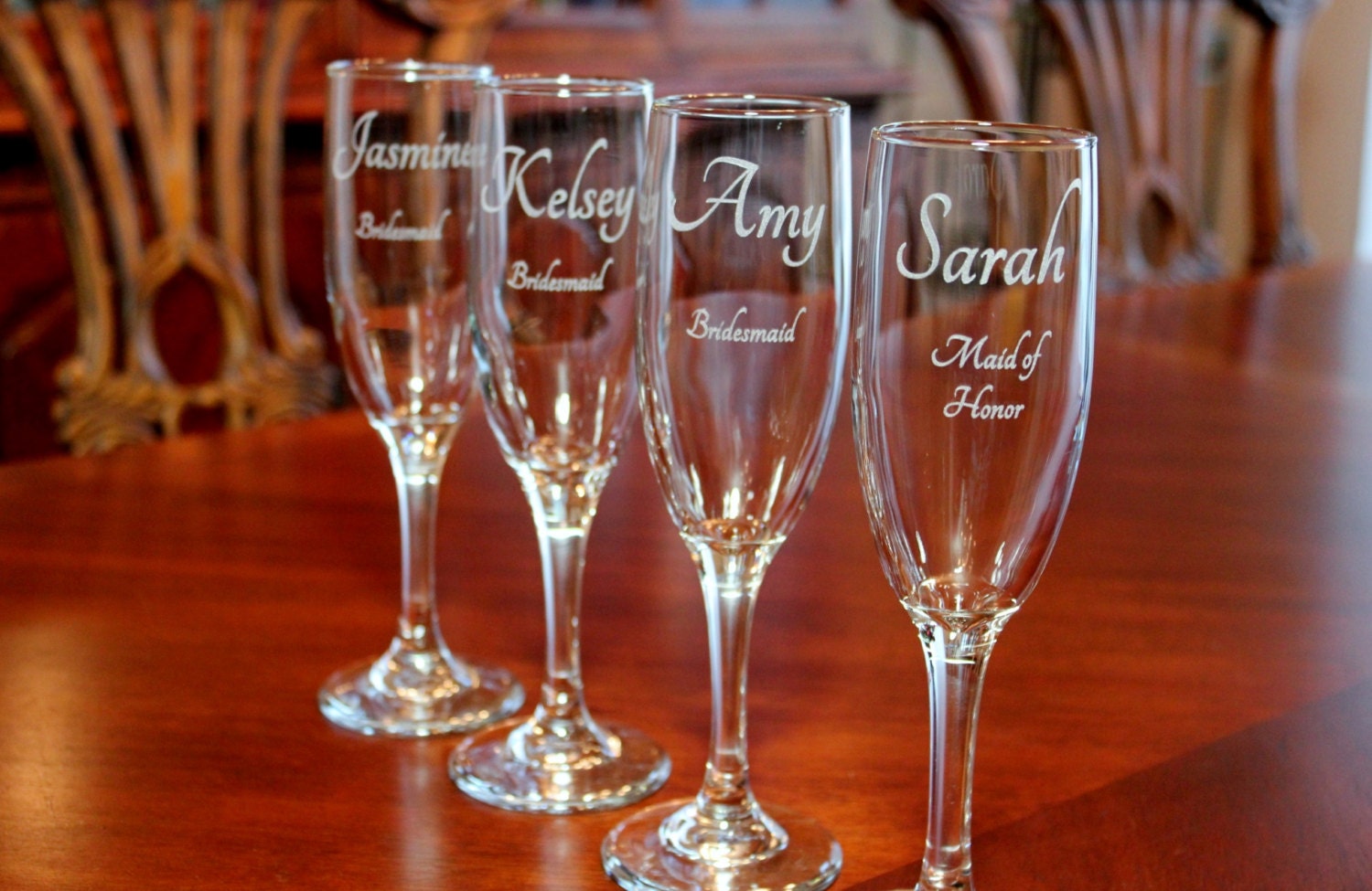 7 Engraved Champagne Flutes Personalized Champagne flutes
