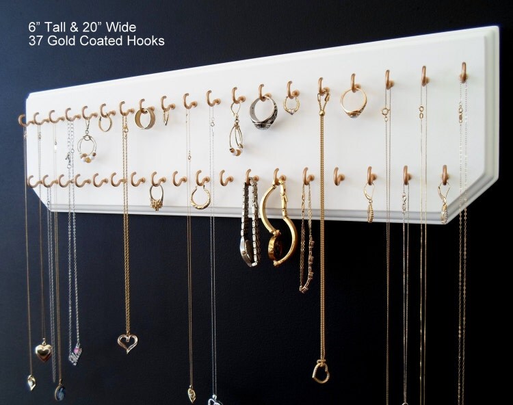 6x20White 37Gold Necklace Holder Jewelry by eznecklaceholder