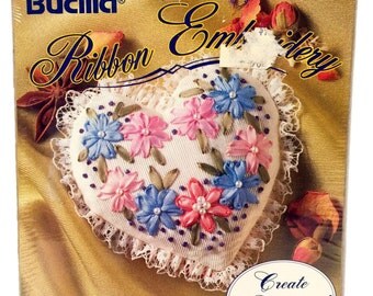 Vintage Bucilla Ribbon Embroidery Kit, Floral Splash, Potpourri Heart ...