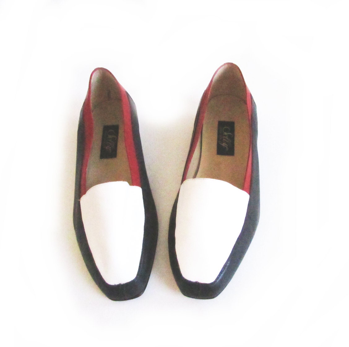 color block leather loafers