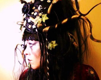 Medusa Wig - Custom Made with Snakes + Flowers + Jewels