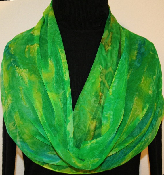 Silk Scarf Handpainted Green Lime By SilkScarvesColorado On Etsy