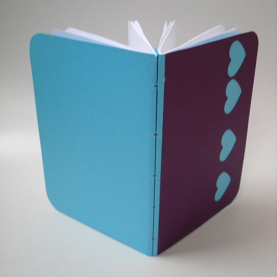 Hand Bound Turquoise Heart Notebook