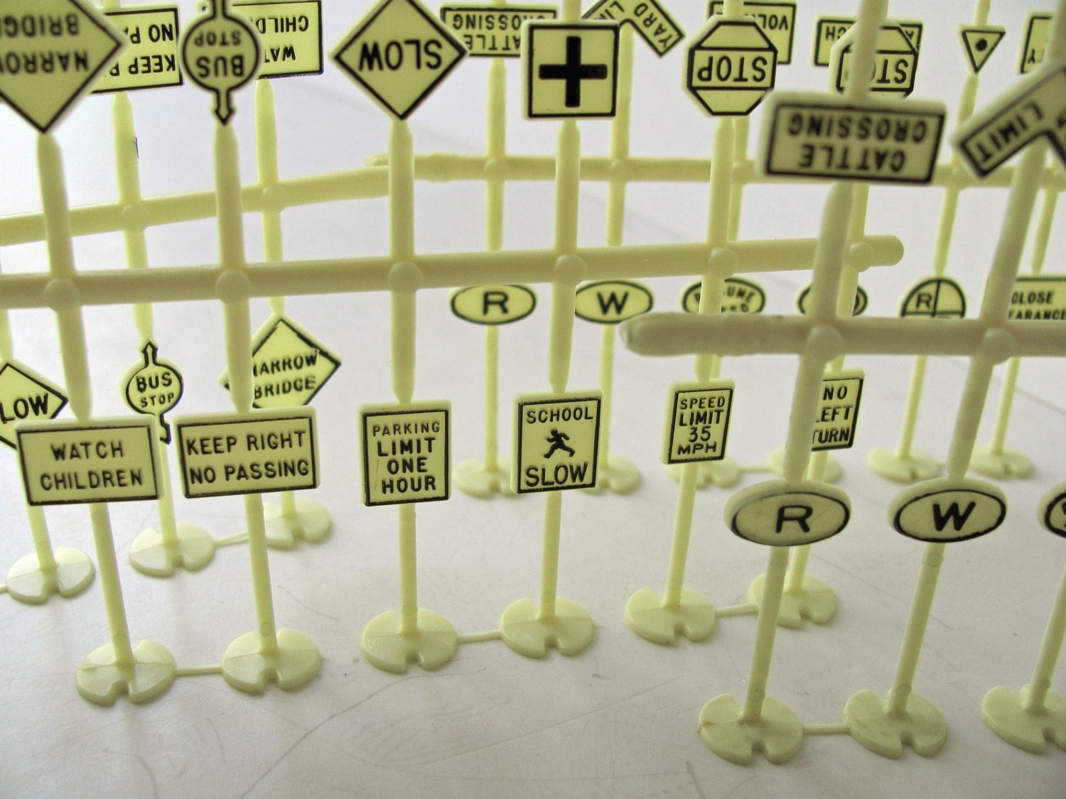 48 Vintage Toy Road Signs Miniature Traffic by HilltopTimes