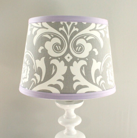 Lavender & Gray Damask Lamp Shade