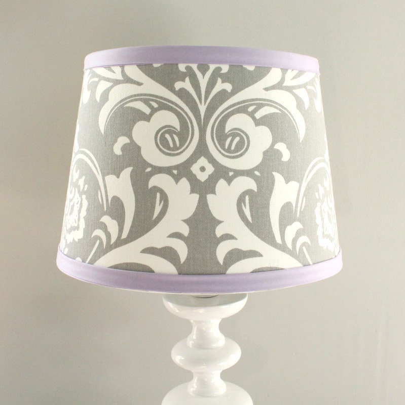 Lavender & Gray Damask Lamp Shade