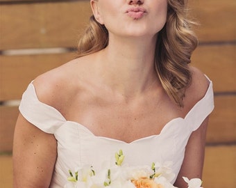 Tea Length Wedding Dress, Short Silk, Scallop, KISS ME BABY, Colors