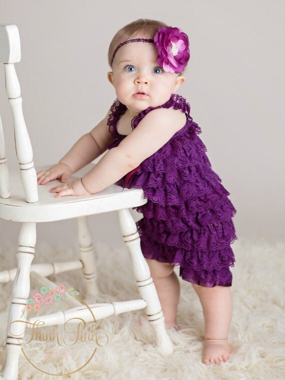 SALE Petti lace petti romper, Purple petti romper,ruffle romper,halloween petti lace romper,Baby girl petti lace romper,lace petti romper. by ThinkPinkBows