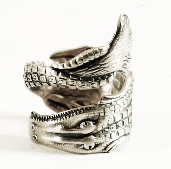 Gator Spoon Ring Unique Alligator Souvenir Sterling Silver