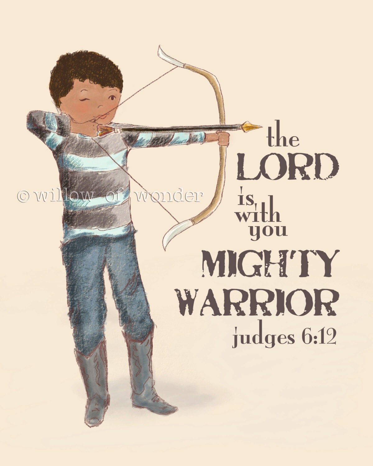 archery boy scripture art print