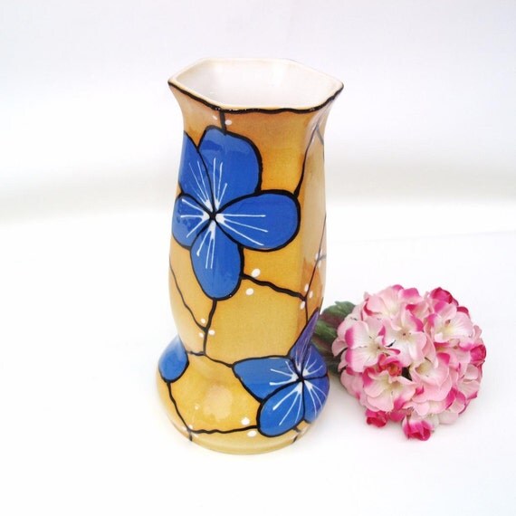 Vintage Czechoslovakia Vase Czech Pottery Moriage Vase Art