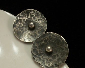 Sterling silver post/studs earrigs. Metalwork earrings, recycled silver jewelry.