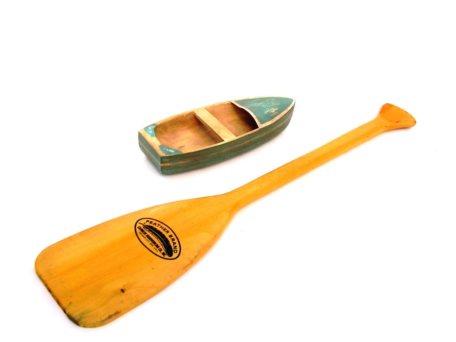 Vintage Boat Oar Wood Paddle Feather Brand Logo by OceansideCastle