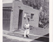 Football Season- 1940s Vintage Photograph- Old Photo- Little Boy Running with Ball- 40s Snapshot- Picture of Child- Paper Ephemera