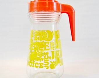 Vintage Modern Pitcher 1970s LEMON ORANGE Slices