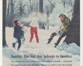 1967 At &T Bell Telephone System Advertisement 60s Sunday Family Day Winter Snow Long Distance Parents Romp Phone Company Wall Art Decor