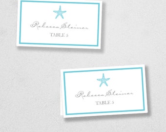 Printable Place Card Template - INSTANT DOWNLOAD - Escort Card - For Word and Pages - Mac and PC - Flat or Folded - Starfish