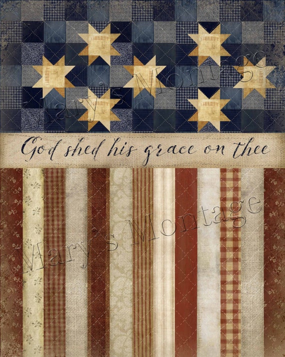 Download Graphics Patriotic quilt flag Printable download 8x10