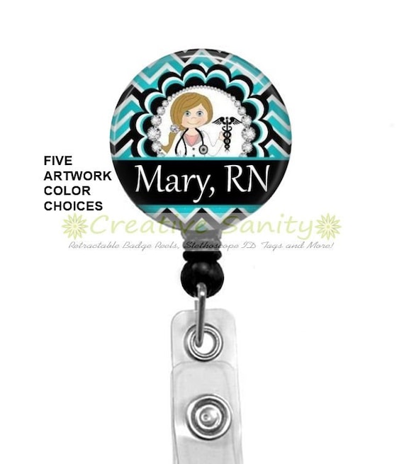 Personalized Nurse Retractable ID Badge Holder by CreativeSanity