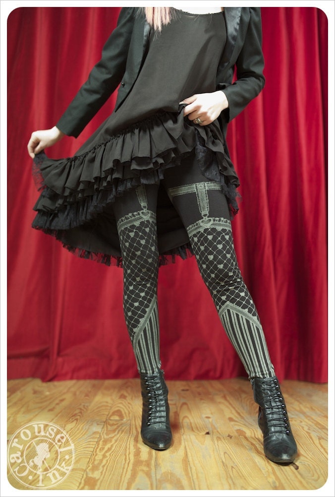 Heart Fishnet Garter Legging - Womens leggings - legwear