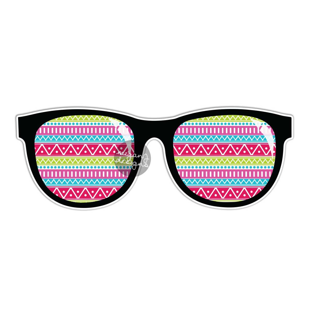 Tribal Sunglasses Sticker Colorful Summer Car Decal Bumper