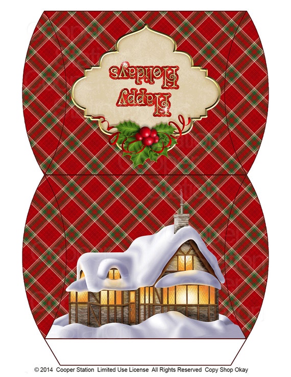 Digital Printable Holiday Pillow Boxes Set of Two