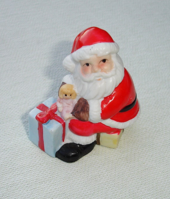 small vintage santa with gifts figurine small vintage santa with gifts figurine