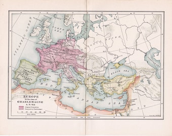 old map of Europe in the 7th century from a 1915 by Route44West