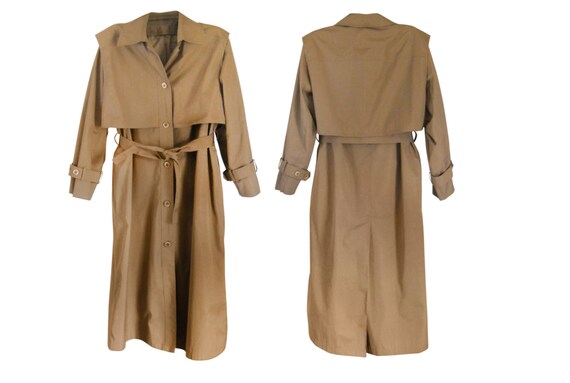 Women Trench Coat Tan Trench Coat Rain Flap by SecondhandObsession