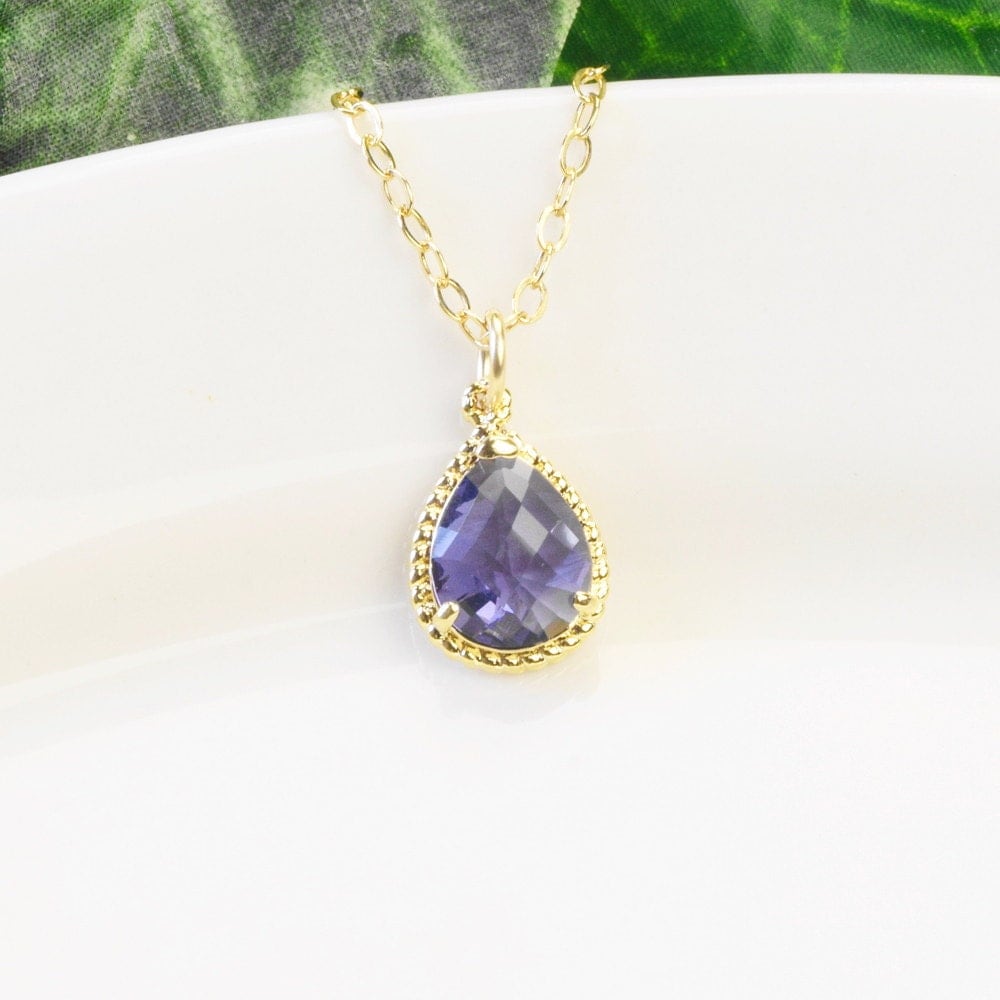 Purple Necklace Tanzanite Purple Bridesmaid Necklace Gold