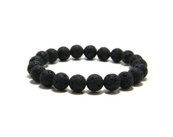 Lava Stone Bracelet, Black Lava Rock Bracelet, Men's Jewelry, Lava Rock , Unisex