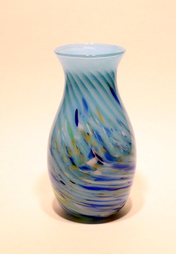 Hand Blown-Sky Blue-Glass Vase by GirlCandyDesigns on Etsy