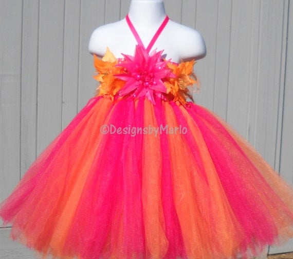 Hot pink tutu dress Orange tutu dress Hot pink dress Orange