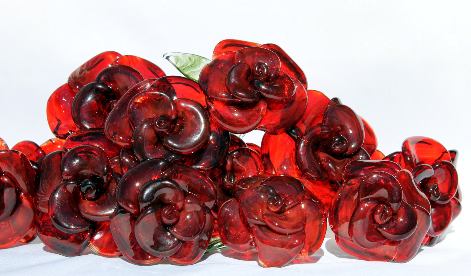 Dozen Glass Roses Long Stemmed 12 Hand Blown Glass Flower