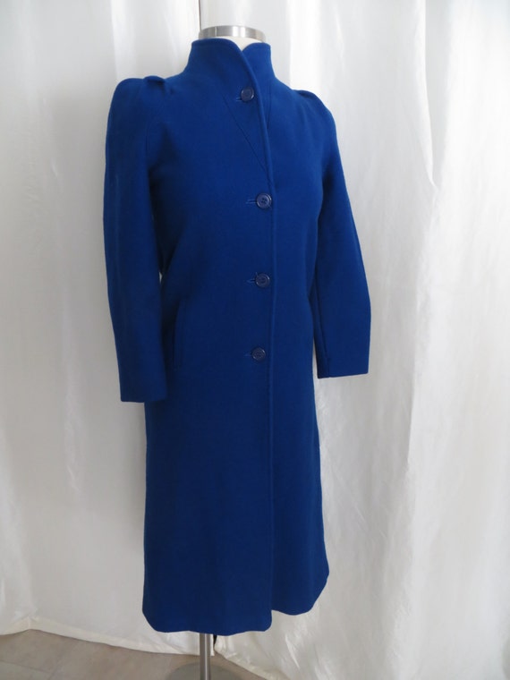 Womens 70s vintage coat sapphire blue wool by GabriellasTreasures