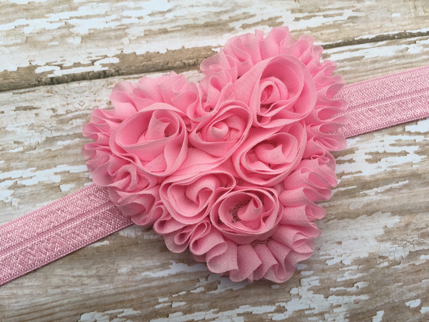 Shabby chic pink heart headband Valentines by BrownEyedBowtique