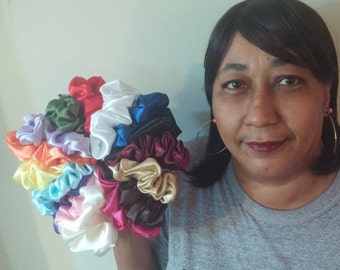 Bag Of 22 Satin Scrunchies - 22 Assorted Colors - 3 Sizes - EARLY CYBER SALE! Good Until 11/17/2017!