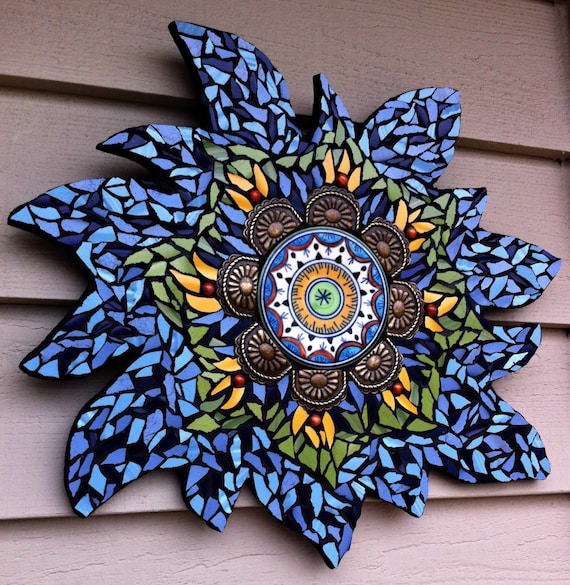 Mosaic Garden Wall Hanging Mexican Theme Art Broken China