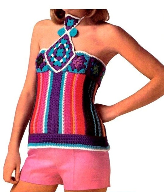 Vintage 70 s HALTER Top PDF PATTERN Retro