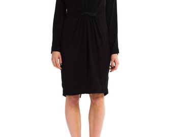 1980s Vintage Black Crepe Dress Size: S/M