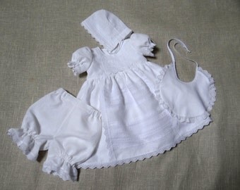 Baby girl baptism dress girl linen dress flower girl heirloom